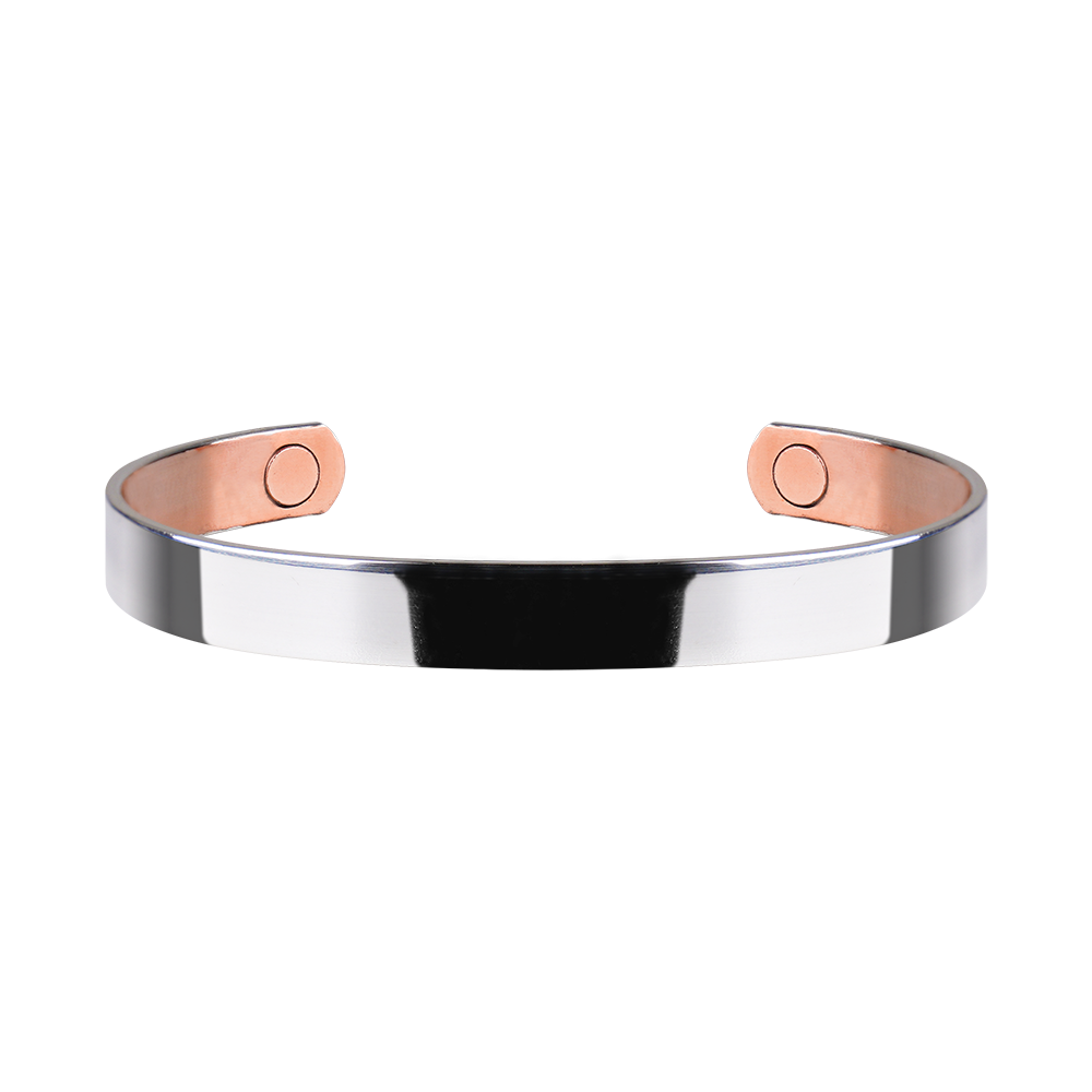 Plain Silver Copper Magnetic Bracelet 8mm