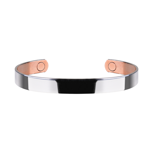 Plain Silver Copper Magnetic Bracelet 8mm