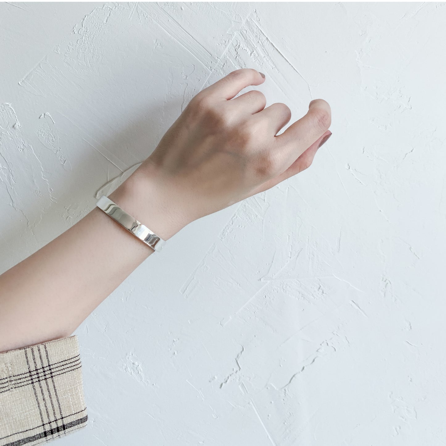 Plain Silver Copper Magnetic Bracelet 8mm