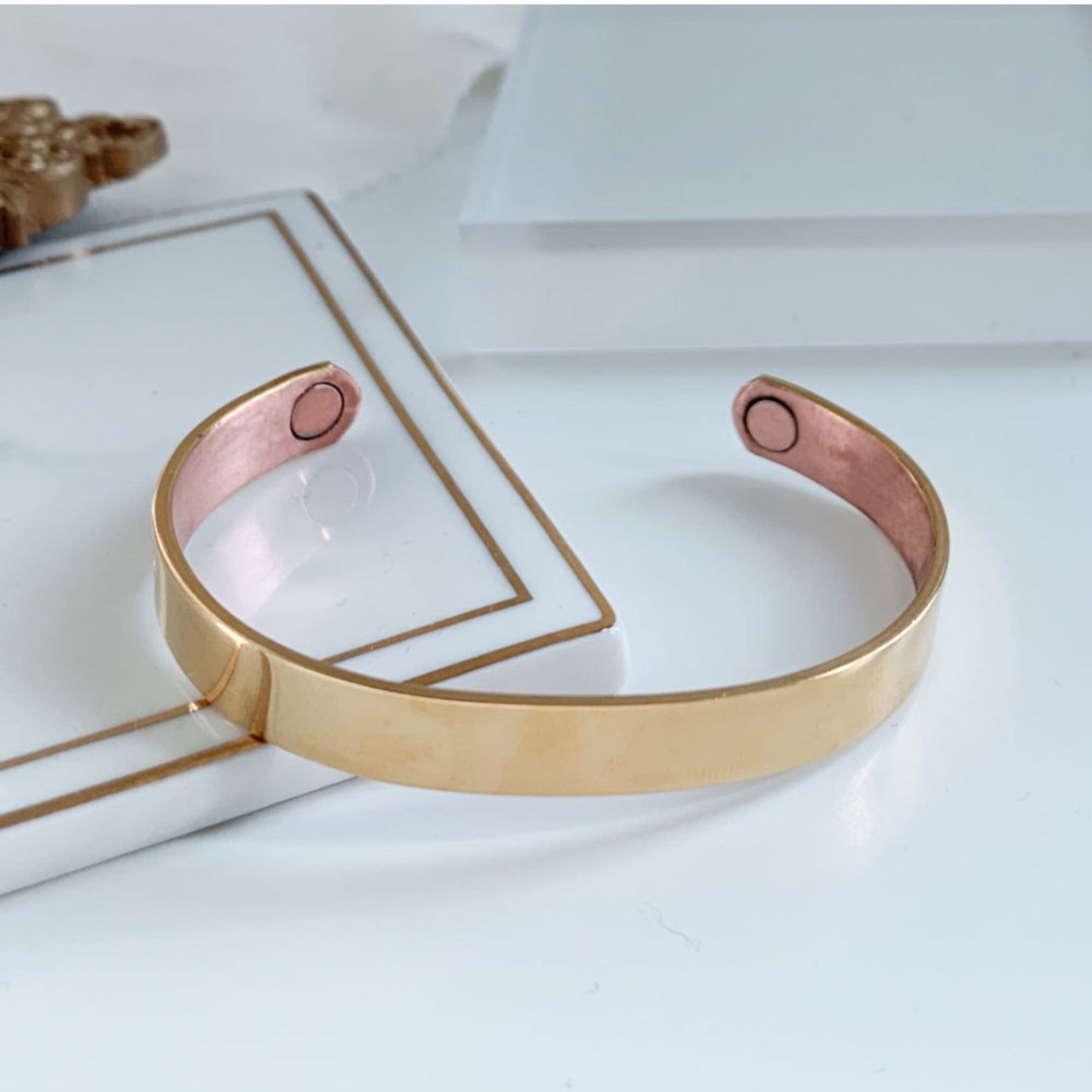 Plain Gold Copper Magnetic Bracelet 8mm